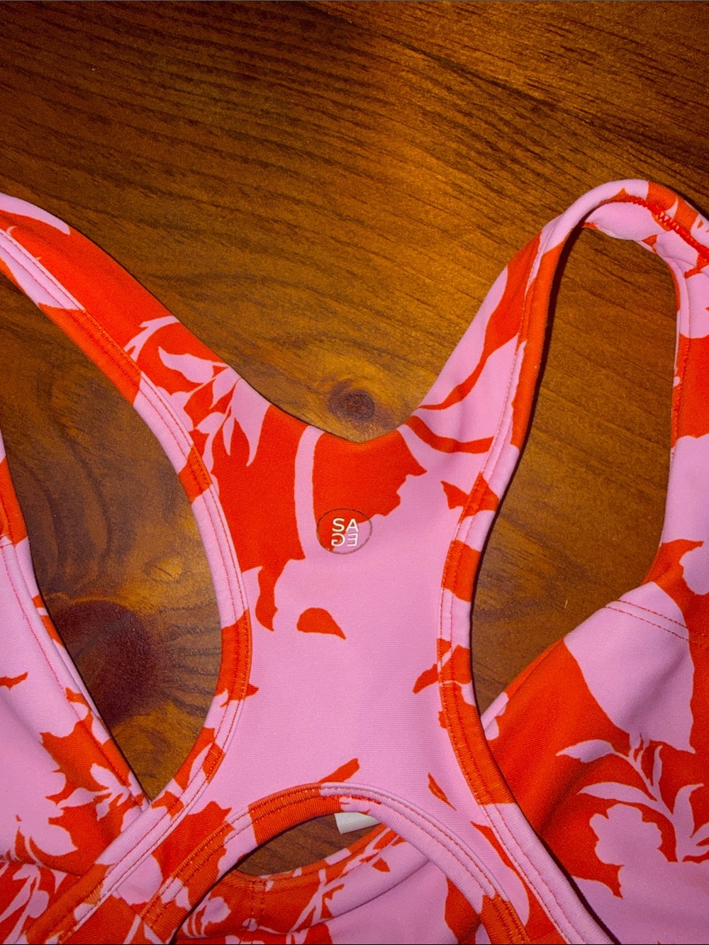 Pink and orange Floral Racerback Sports Bra - Picture 5 of 5
